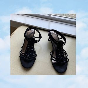 Black Gem Open-toed Wedges